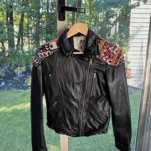 Free People - Embroidered Leather Moto